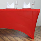 Stretch Spandex 6ft Rectangle Tablecloth Red - Durable Form-Fitting Table Cover