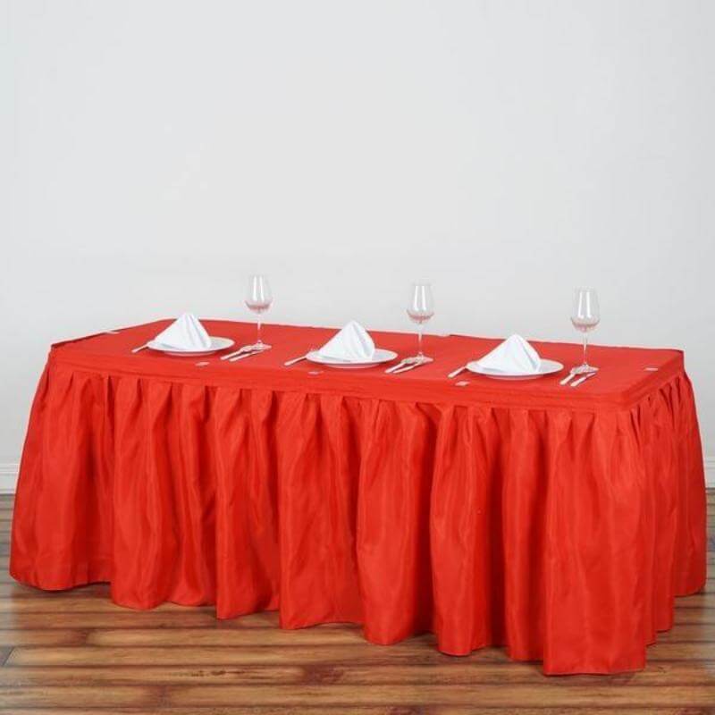 Polyester 17ft Table Skirt Red - Classic Pleated Design