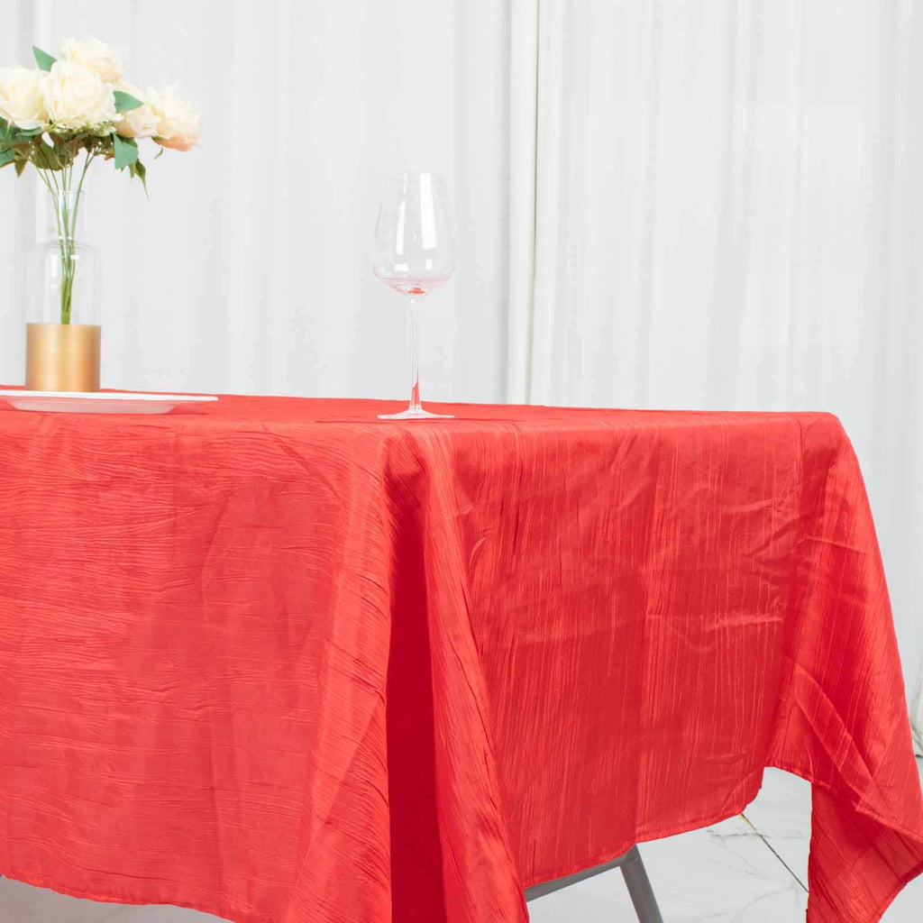 Taffeta 60"x102" Rectangle Tablecloth Red - Accordion Crinkle Table Cover