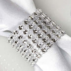 10 Pack Rhinestone Napkin Rings with Velcro Brooch Buckle Silver - Stylish Design for Chair Sashes