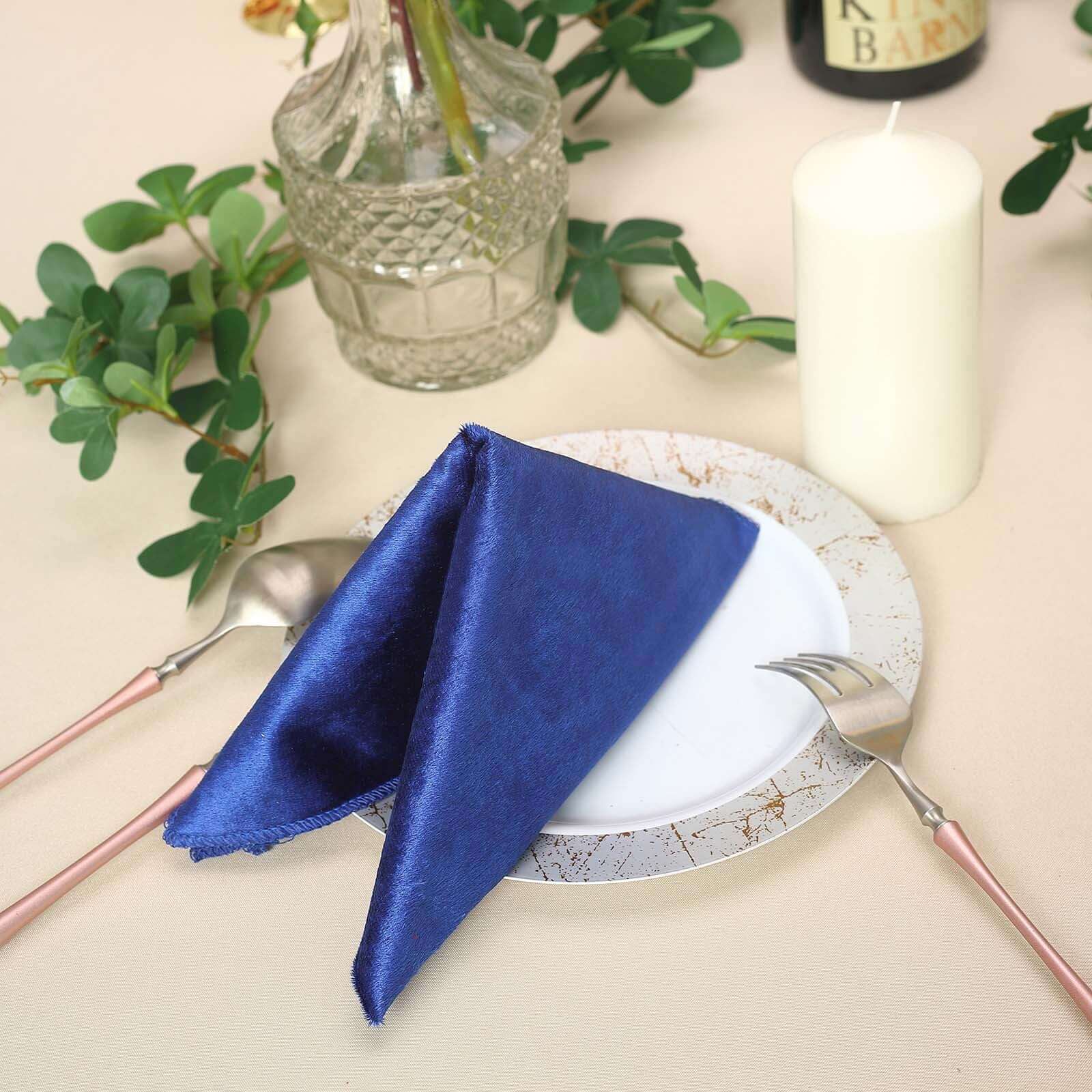 5 Pack Premium Velvet 20"x20" Napkins Royal Blue - Soft Sheen Finish Cloth Napkins