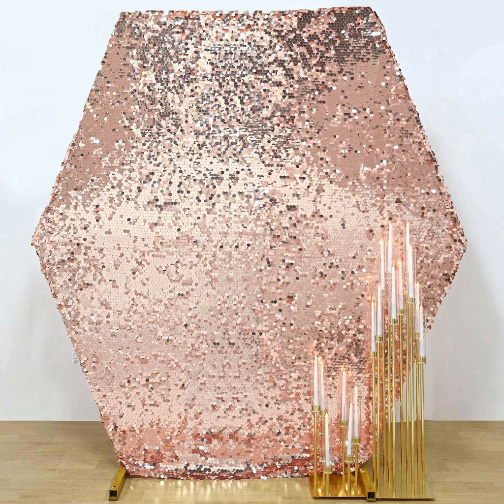 8ftx7ft Rose Gold Big Payette Sequin Sparkly Hexagon Backdrop Stand Cover