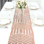 Sequin 12"x108" Table Runner Rose Gold - Diamond Glitz Design