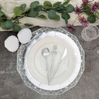 10-Pack Disposable Round Charger Plates in Silver with Leathery Texture - Durable 1100GSM Cardboard Placemats 13"