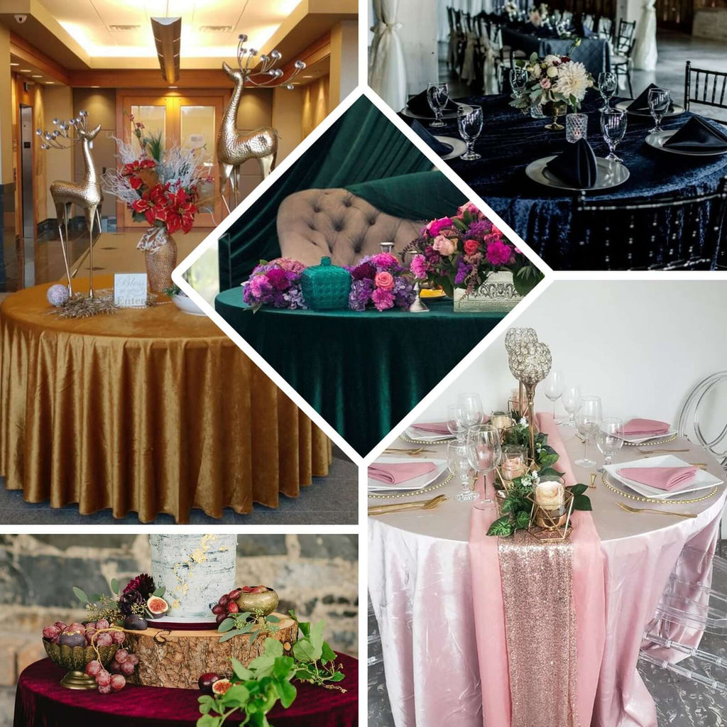 Premium Velvet 120" Round Tablecloth Blush - Reusable Soft & Seamless Table Cover