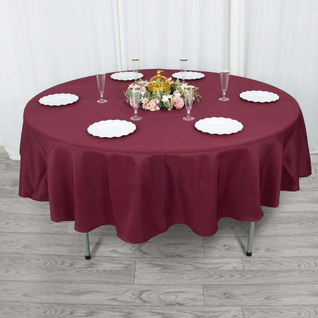 Premium Polyester 90" Round Tablecloth Burgundy - Stain and Wrinkle-Resistant Design with 220GSM Thickness Table Cover