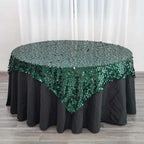 Sequin 72"x72" Table Overlay Square Tablecloth Hunter Emerald Green - Big Payette Table Cover