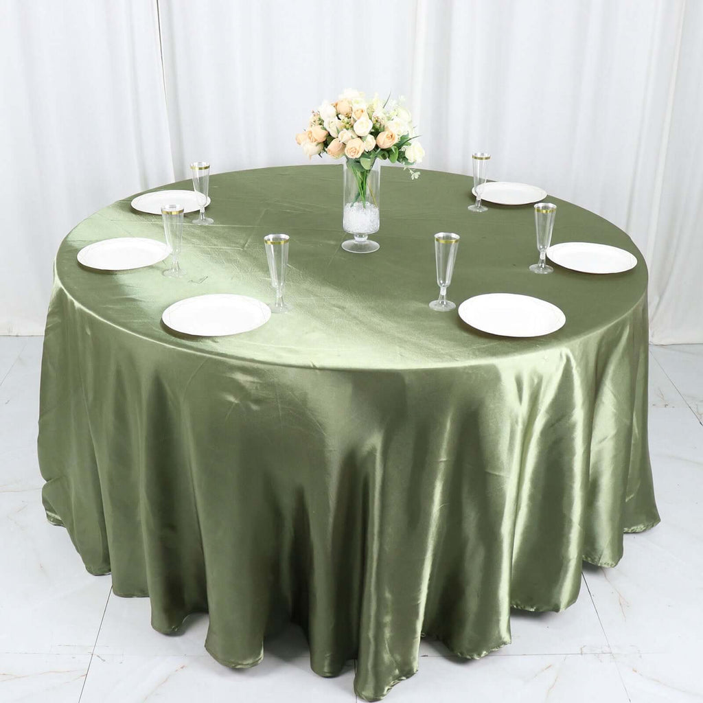 Satin 120" Round Tablecloth Dusty Sage Green - Stylish Seamless Table Cover