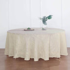 Faux Linen 108" Round Tablecloth Beige - Slubby Textured & Wrinkle Resistant Table Cover