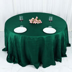 Taffeta 132" Round Tablecloth Hunter Emerald Green - Seamless Accordion Crinkle Table Cover