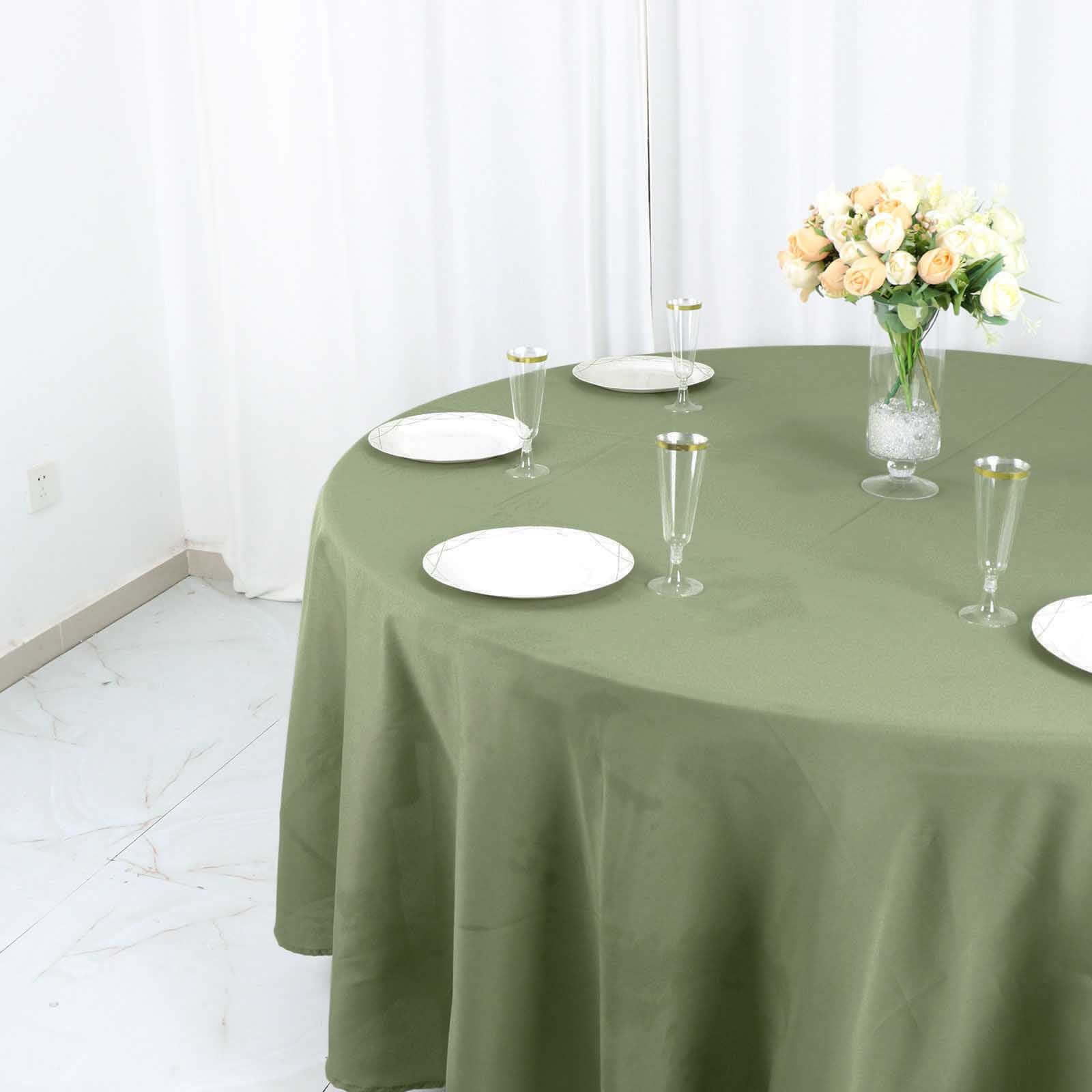 Polyester 108" Round Tablecloth Dusty Sage Green - Wrinkle-Resistant Table Cover