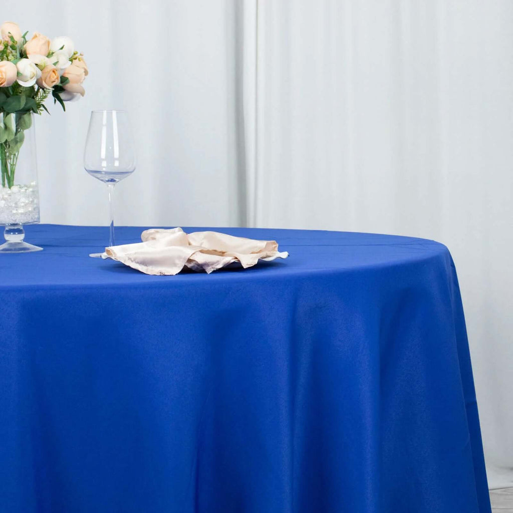 Premium Polyester 108" Round Tablecloth Royal Blue - Wrinkle-Resistant 220GSM Table Cover