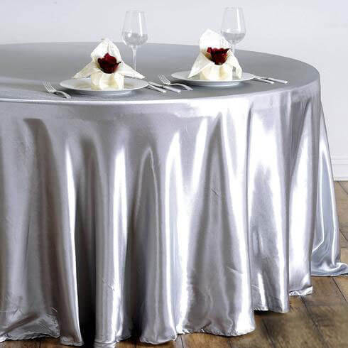 Satin 108" Round Tablecloth Silver - Smooth and Lustrous Table Cover