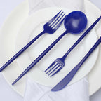 50-Pack Plastic Utensil Set Royal Blue - Premium Disposable Heavy Duty Sleek Flatware