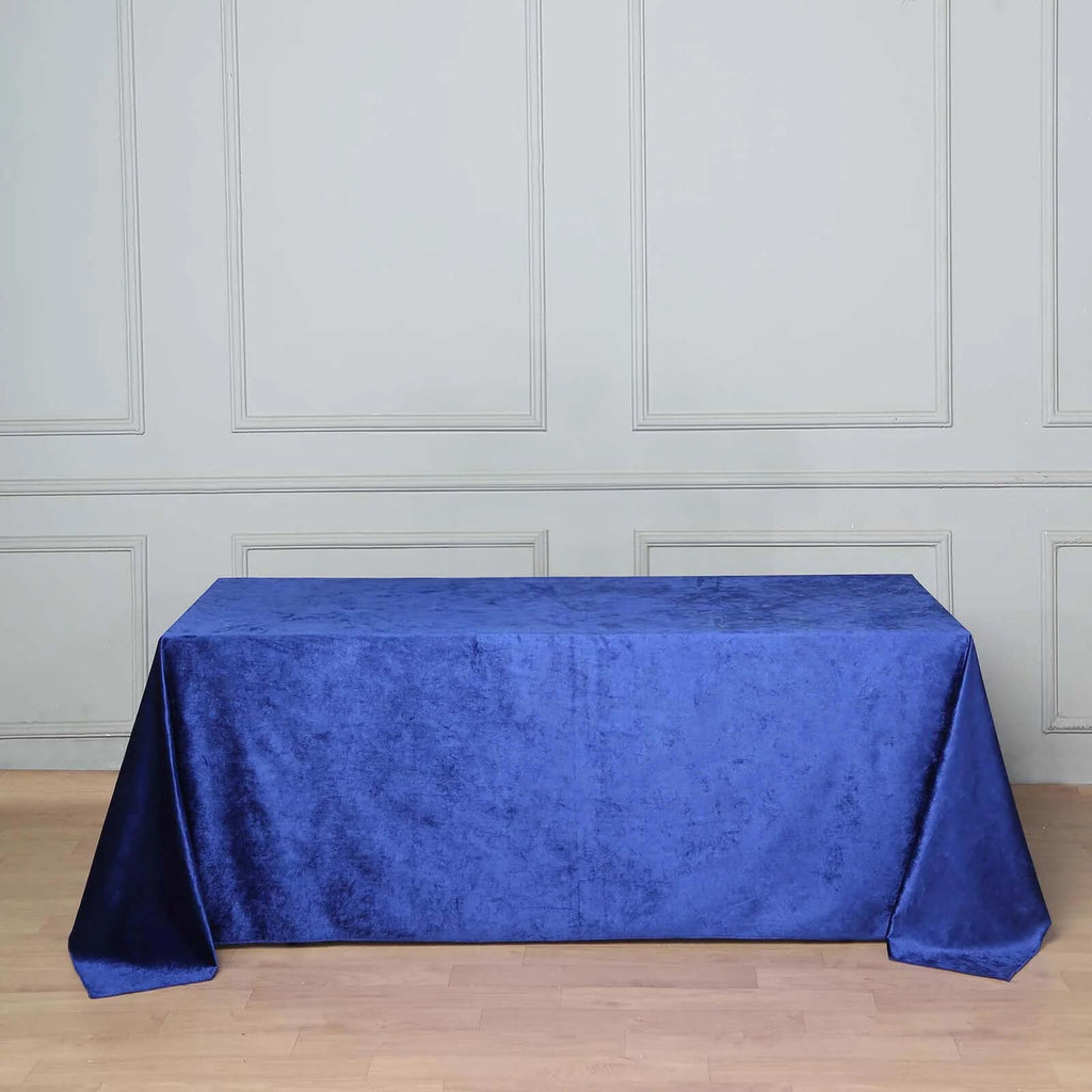 Premium Velvet 90"x132" Rectangle Tablecloth Royal Blue - Reusable Soft & Seamless Table Cover