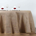 Burlap Jute 108" Round Tablecloth Natural - Rustic Boho Chic Table Linen
