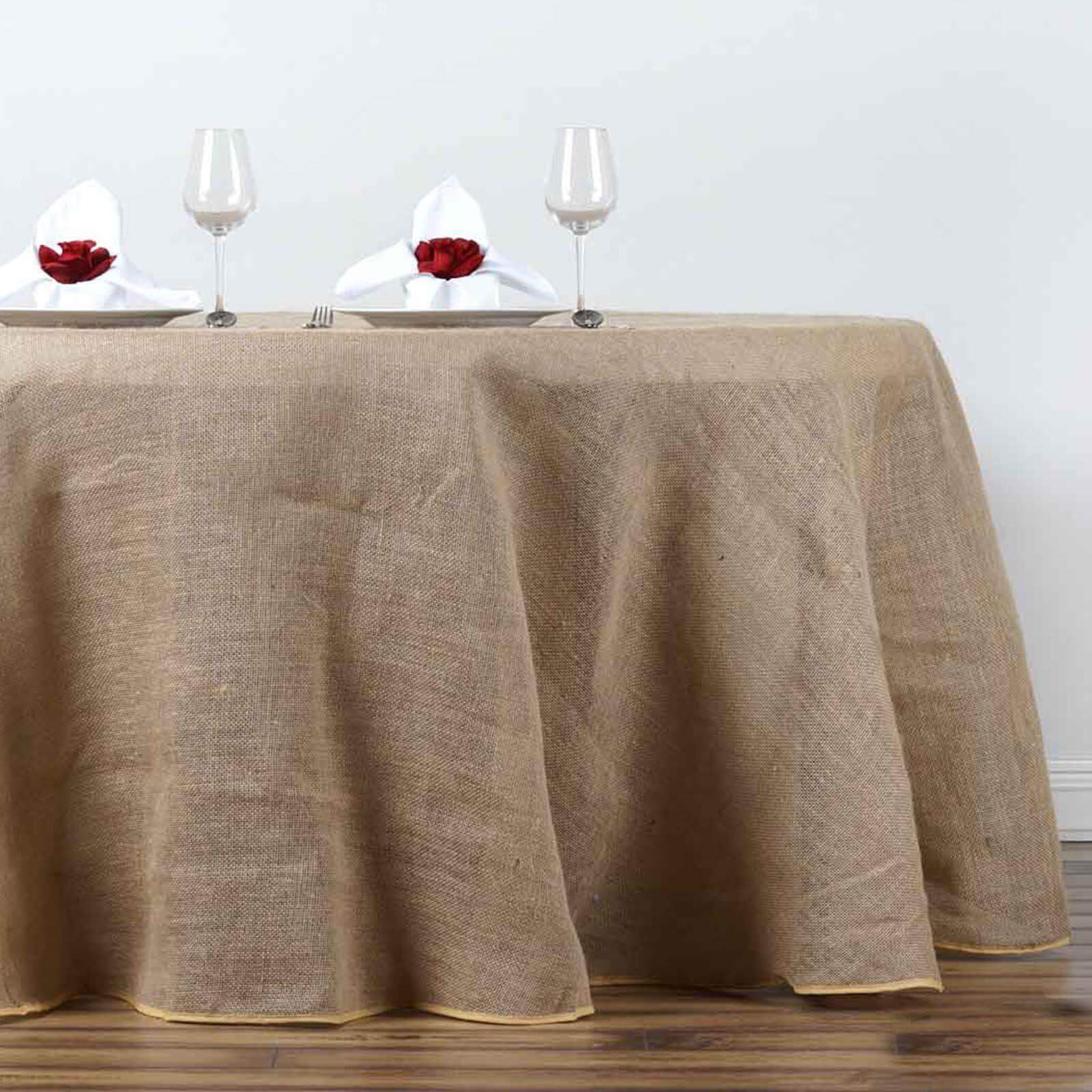 Burlap Jute 108" Round Tablecloth Natural - Rustic Boho Chic Table Linen