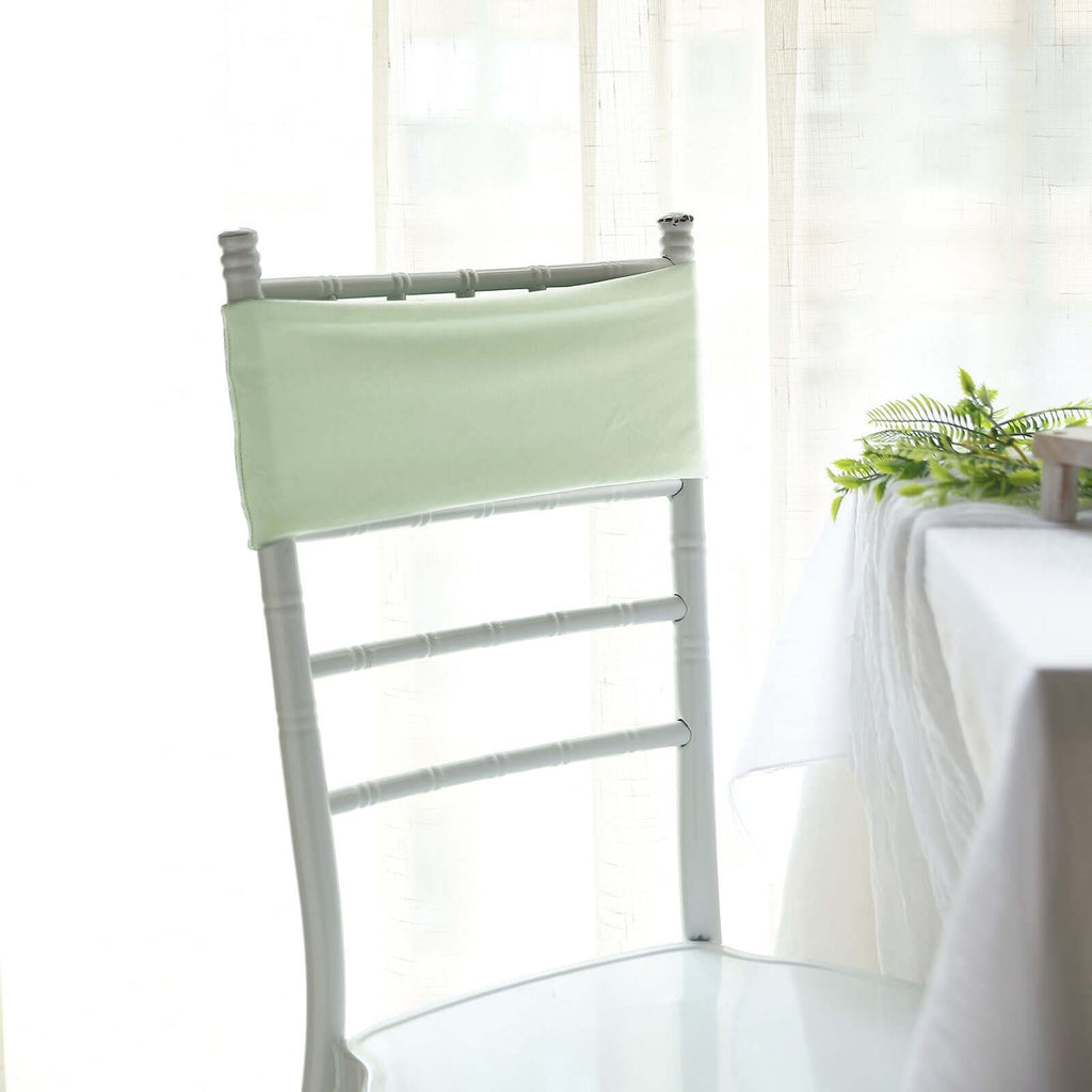 5 Pack Stretch Spandex Chair Sashes Sage Green - Fitted Finish Two Ply Heavy Duty Chair Bands 5"x12"