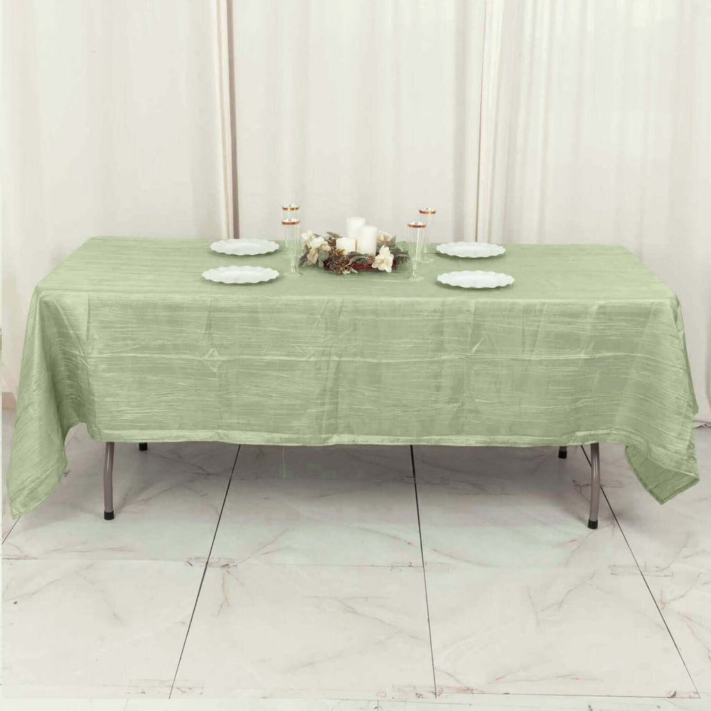 Taffeta 60"x102" Rectangle Tablecloth Sage Green - Accordion Crinkle Table Cover