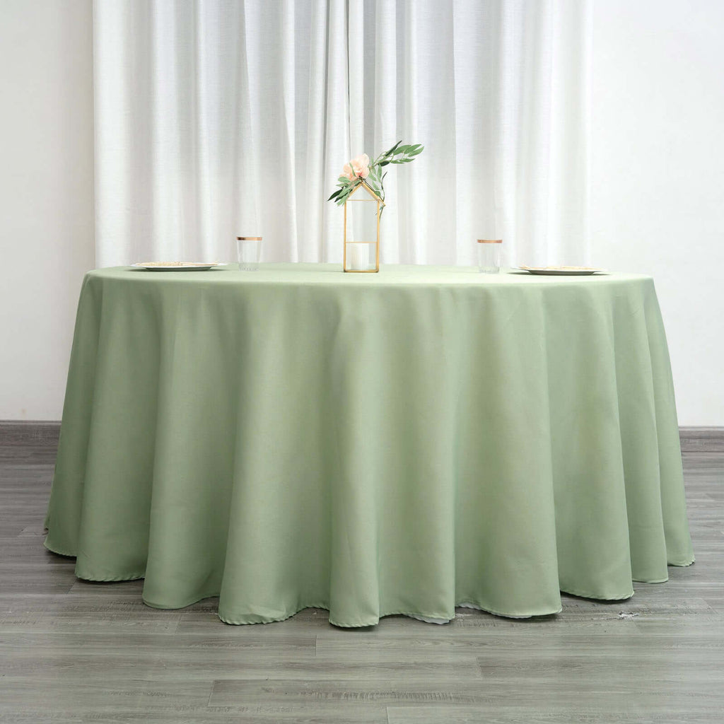 Polyester 120" Round Tablecloth Sage Green - Seamless Wrinkle-Resistant Table Cover
