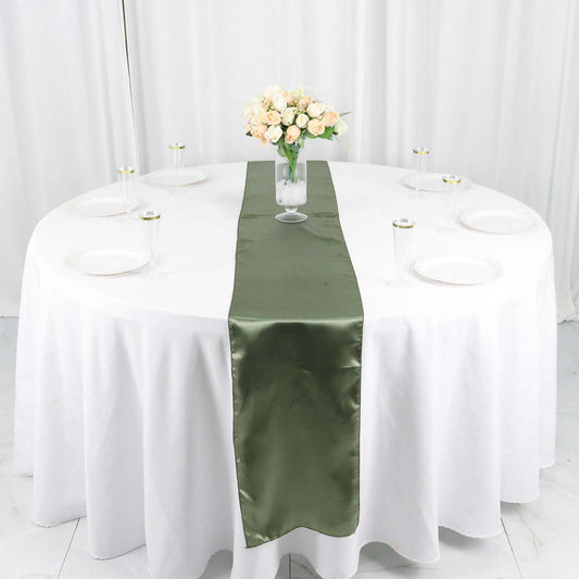 Satin 12"x108" Table Runner Dusty Sage Green - Stylish Table Linen