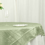 Taffeta 72"x72" Table Overlay Square Tablecloth Sage Green - Accordion Crinkle Table Cover