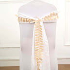 Taffeta Ribbon Sash with 4" Leaf Petal Design Champagne 50ft - Sophisticated Artificial Fabric Garland