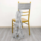 Chiffon Chair Sash with Curly Design Silver - Stylish Chair Decorations