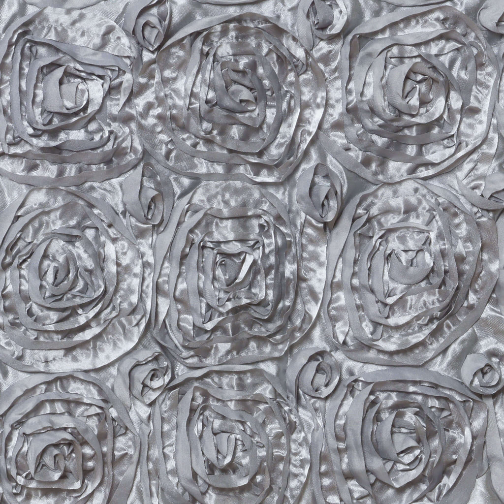 Satin 16" Chair Caps with Rosette Design for Chiavari Chairs Silver - Exquisite Chair Back Cover for Weddings & Parties