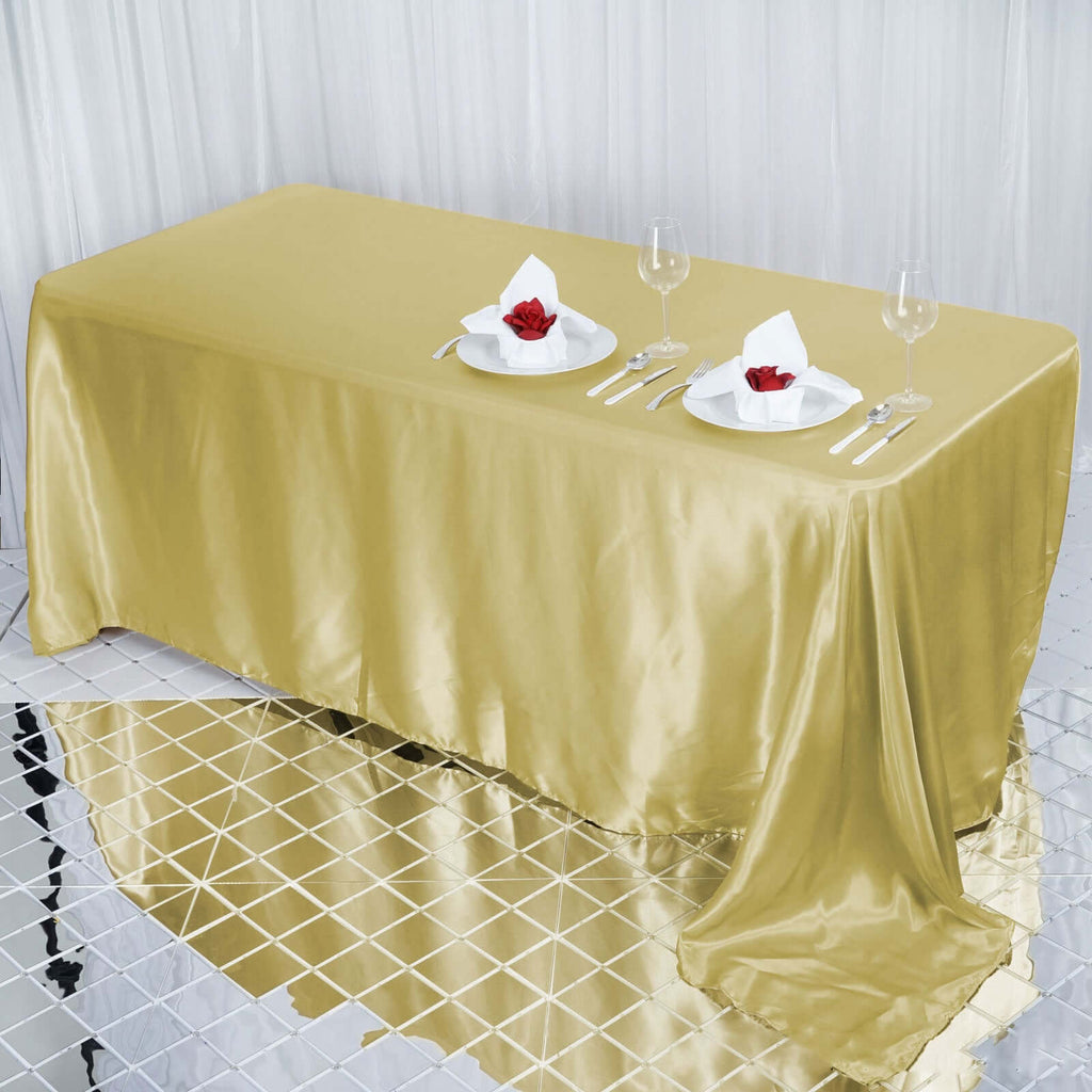Satin Rectangular 90"x132" Tablecloth Champagne - Seamless Table Cover