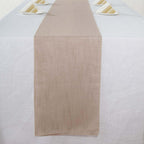 Faux Linen 12"x108" Table Runner Taupe - Slubby Textured & Wrinkle Resistant Table Decor