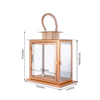 Stainless Steel Candle Lantern Cage Top Design Rose Gold - Outdoor Metal Patio Lantern Centerpiece 10"