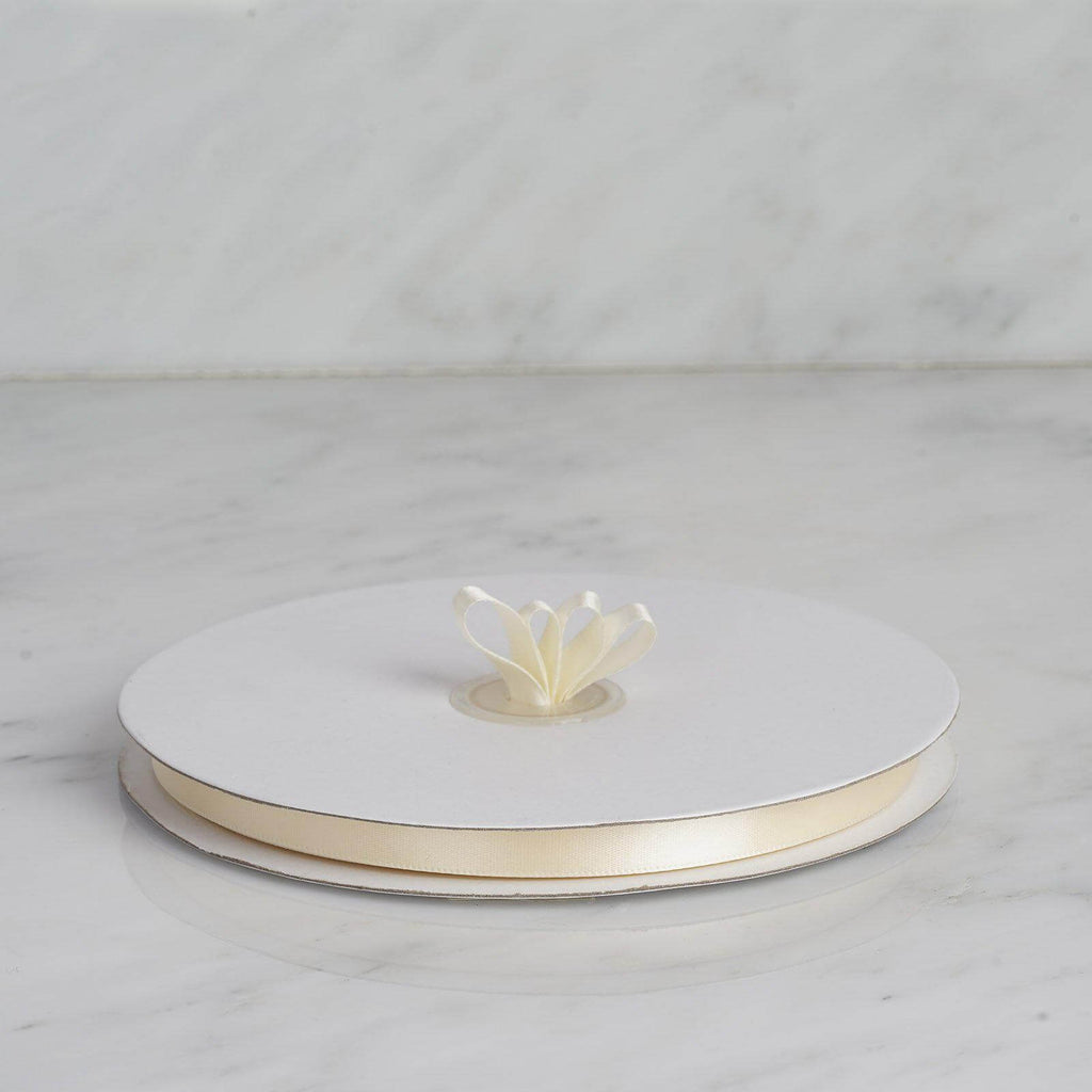 100 Yards 3/8" Ivory Single Face Decorative Satin Ribbon