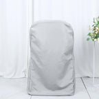 Polyester Slip On Folding Chair Covers Silver - Stain-Resistant Reusable Durable Fabric