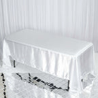Satin Rectangular 72"x120" Tablecloth White - Smooth & Easy to Maintain Table Cover For Classy Weddings & Events