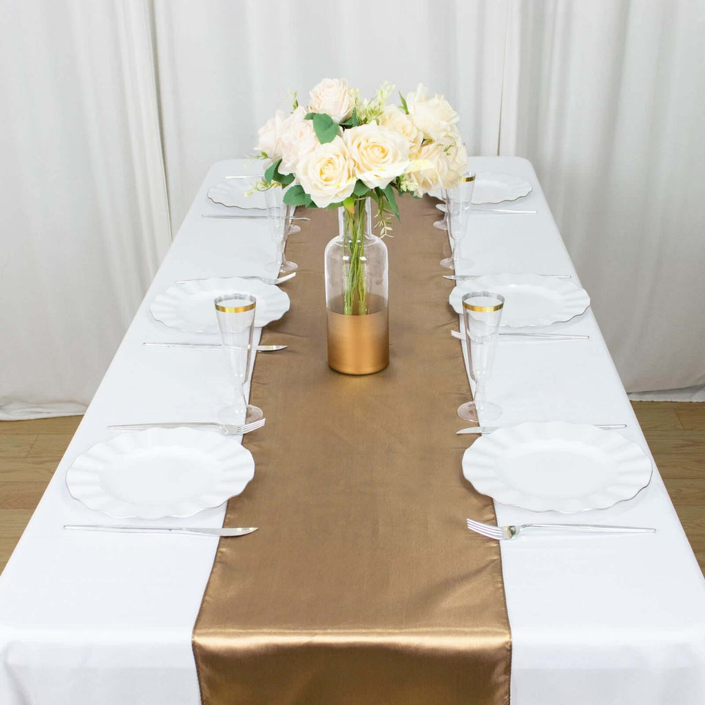 Satin 12"x108" Table Runner Taupe - Stylish Table Linen