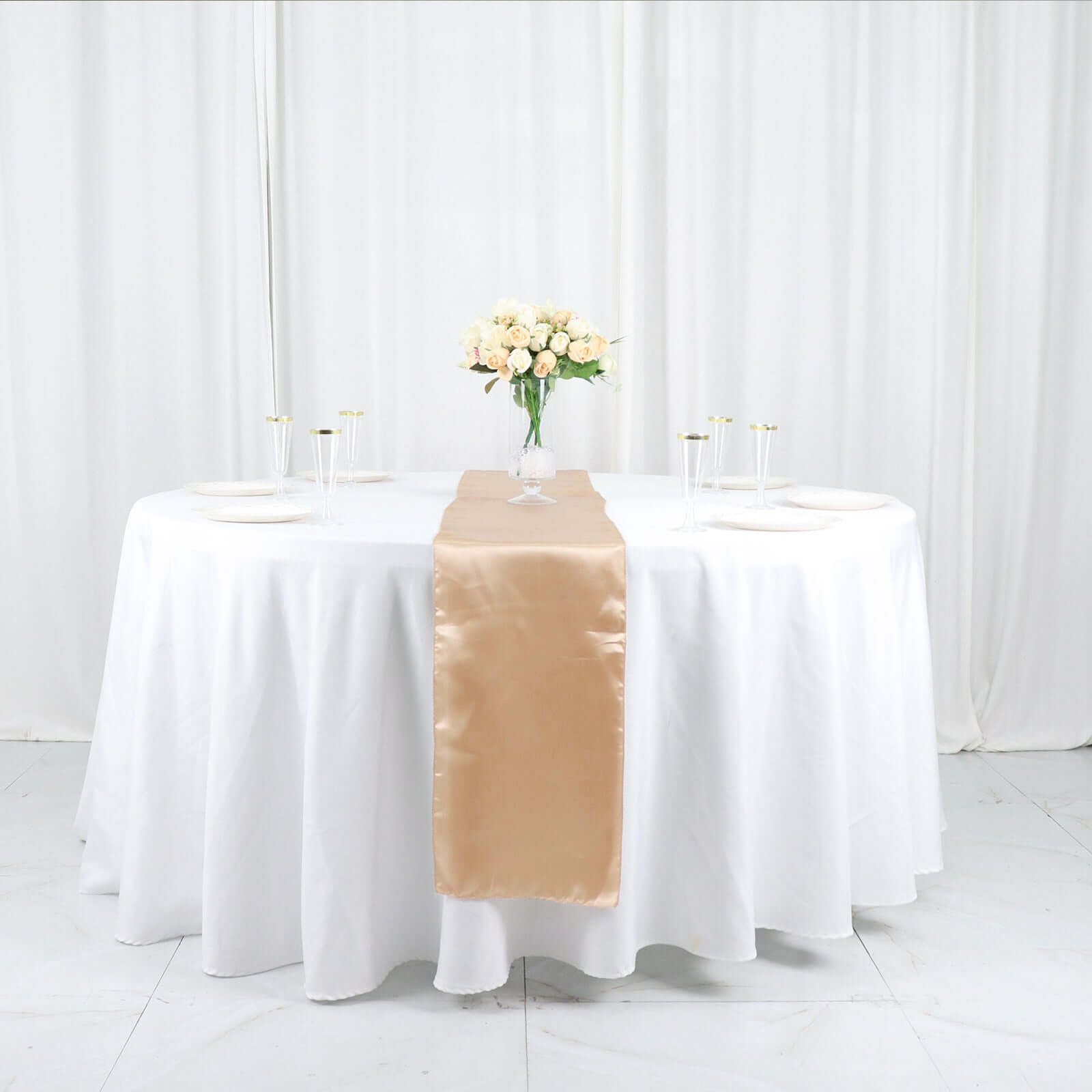 Satin 12"x108" Table Runner Nude - Stylish Table Linen