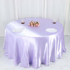Satin 120" Round Tablecloth Lavender Lilac - Stylish Seamless Table Cover