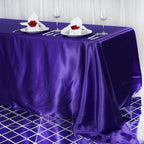 Satin Rectangular 90"x156" Tablecloth Purple - Seamless Table Cover