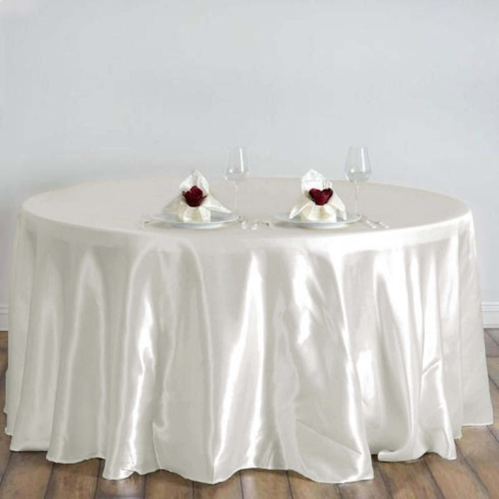 Satin 120" Round Tablecloth Ivory - Stylish Seamless Table Cover