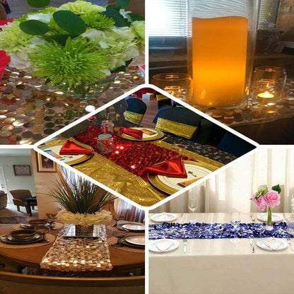 Big Payette Sequin 13"x108" Table Runner Iridescent Blue - Dazzling Design