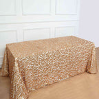 Sequin 90"x132" Rectangle Tablecloth Matte Champagne - Seamless Big Payette Table Cover