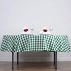 Polyester 90" Round Tablecloth White/Green - Checkered Buffalo Plaid Table Cover