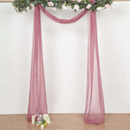 18ft Mauve Cinnamon Rose Sheer Organza Wedding Arch Drapery Fabric, Window Scarf Valance