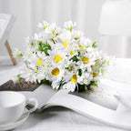 4 Bushes 11" White Artificial Silk Daisy Flower Bouquet Branches