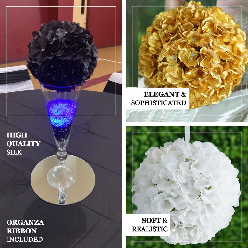 4 Pack 7" Cream Artificial Silk Hydrangea Kissing Flower Balls