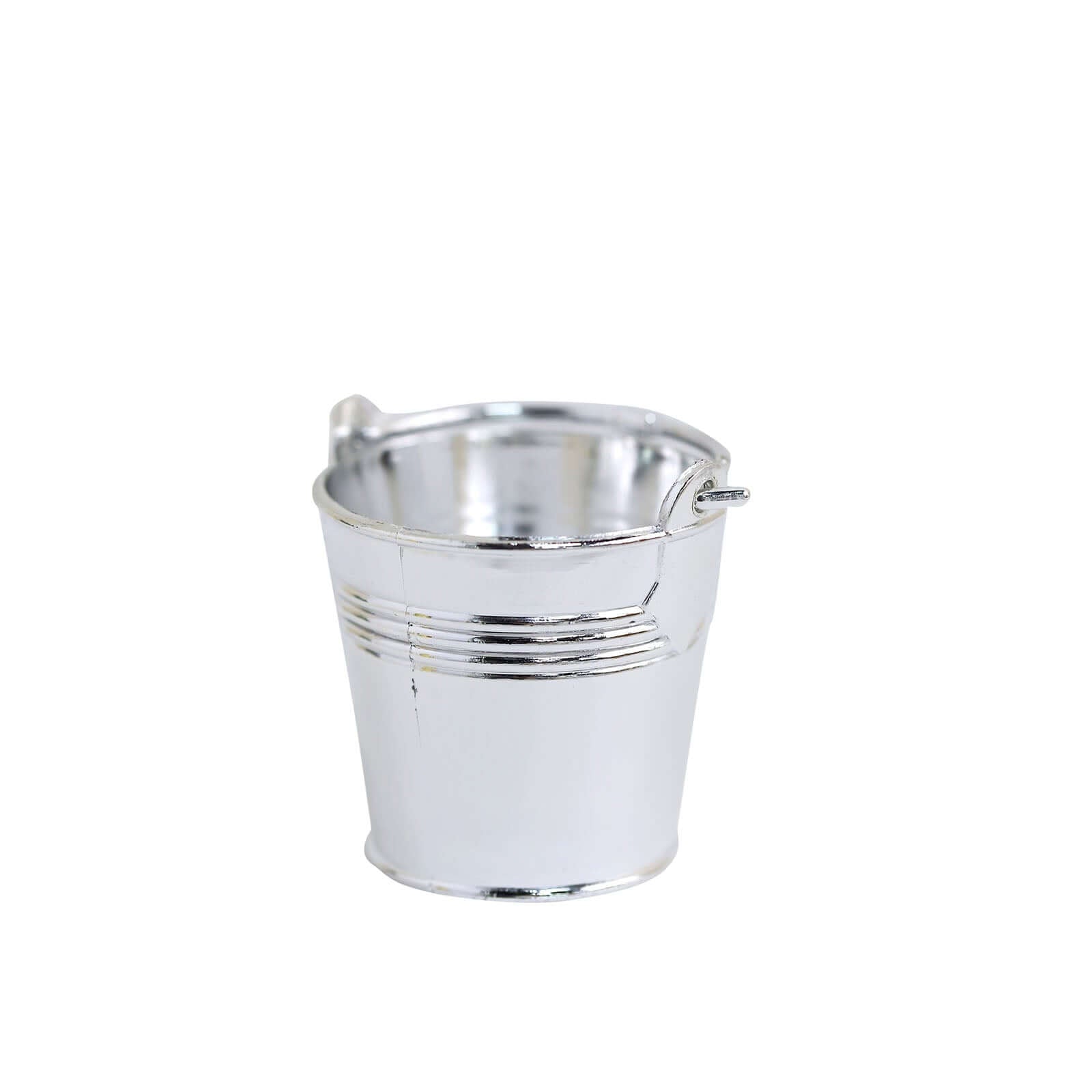 12 Pack 2" Silver Mini Planter Treat Party Favor Boxes, Small Pail Bucket Candy Container Gift Boxes