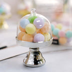 12-Pack Fillable Mini Pedestal Candy Container Clear/Silver - Decorative Candy Treat Favor Boxes with Dome Lid 4"
