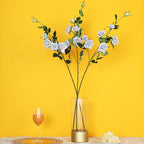2 Stems 38" Tall Silver Artificial Silk Rose Flower Bouquet Bushes
