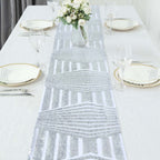 Sequin 12"x108" Table Runner Silver - Diamond Glitz Design